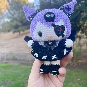 Kuromi Crochet Sanrio Doll | Amigurumi Kuromi Doll | Handmade Kuromi plush